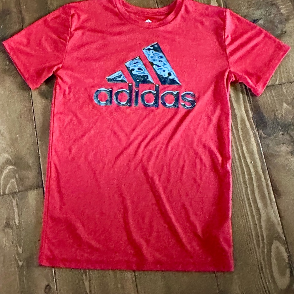 adidas Red Kids Shirt with Black Logo